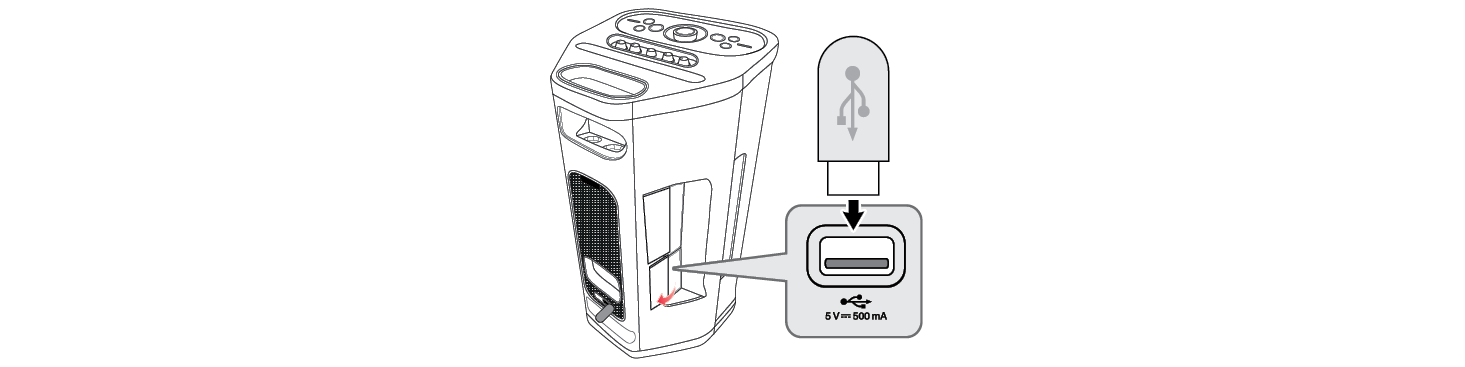 2026 LG XBOOM STAGE501 Portable Bluetooth Speaker Connecting to USB device Step2