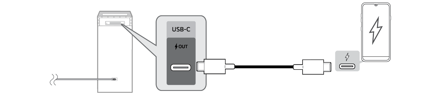 2026 LG XBOOM POWER7000 High Power Speaker System Charging a smartphone Step2