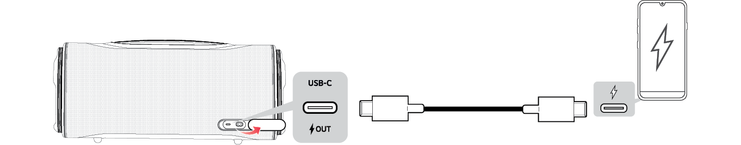 2025 LG XBOOM BOUNCE Charging a smartphone