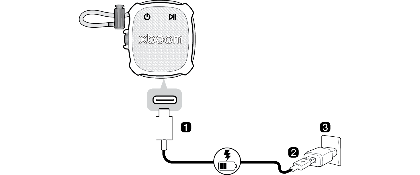 2026 LG xboom ROCK Portable Bluetooth Speaker Charging the Battery