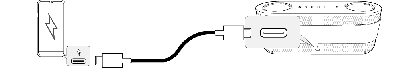 2025 LG XBOOM BOUNCE Charging a smartphone
